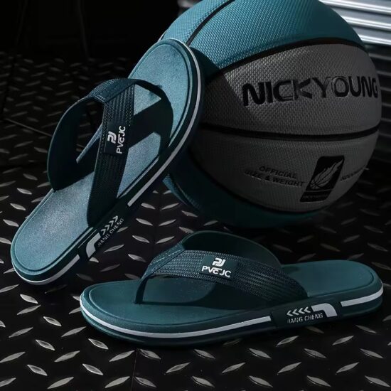 All-Black Men's Flip Flops Sleek Design