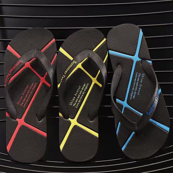 Mens Leather Strap Flip Flops Beachwear