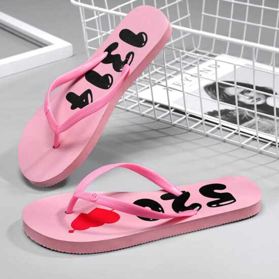 Summer flip flops with soft EVA/PE sole and PVC upper