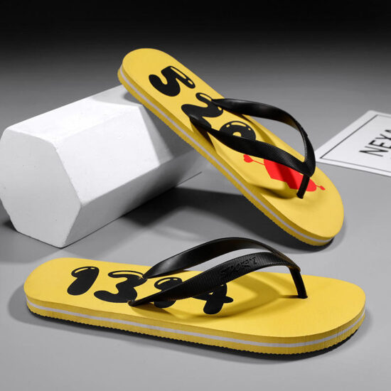 Summer flip flops with soft EVA/PE sole and PVC upper