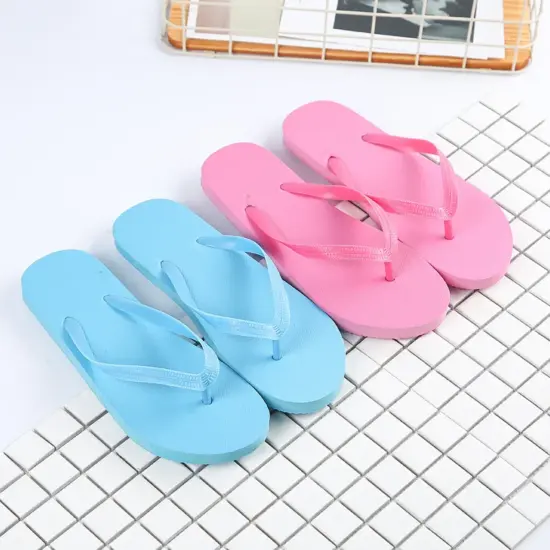 PE flip flops with EVA sole injection molded beach sandals