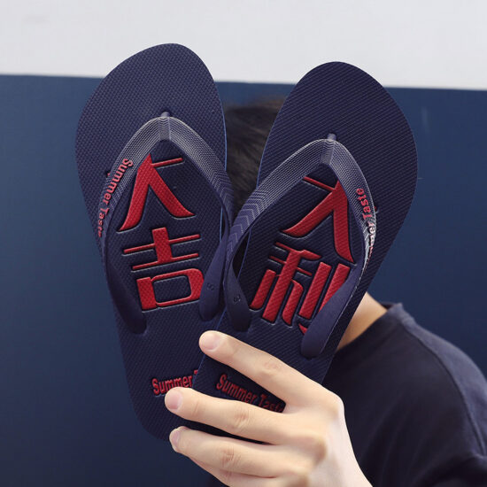 Durable men’s toe-post flip flops for summer beach or shower use